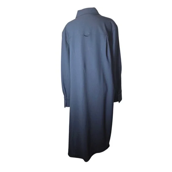 COS Navy Asymmetric Wool Shirt Dress Button Front Midi US 14 Minimalist - Picture 7 of 9